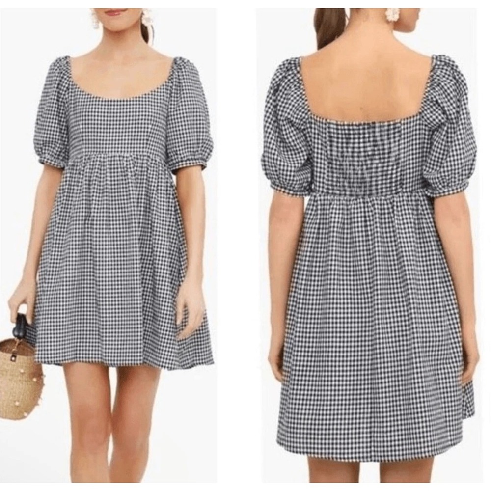 Tuckernuck Pomander Place Abigail Gingham Puff Sleeve Dress‎ Black White XS